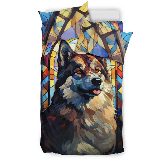 Akita Stained Glass Design Bedding Set With Duvet | Comforter Cover Plus Two Pillow Cases