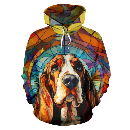 Basset Hound Stained Glass Design All Over Print Hoodies
