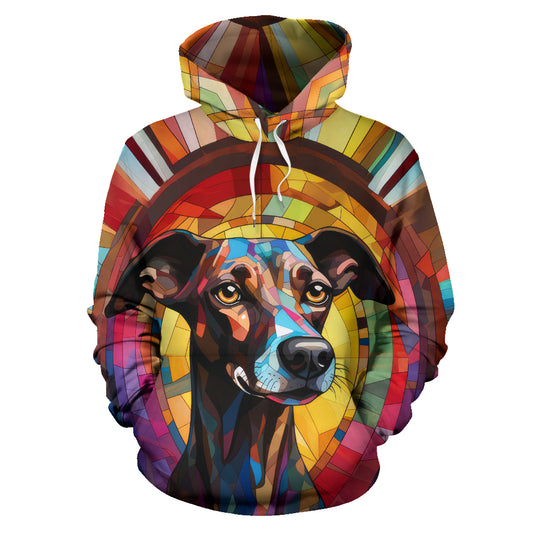 Whippet Stained Glass Design All Over Print Hoodies