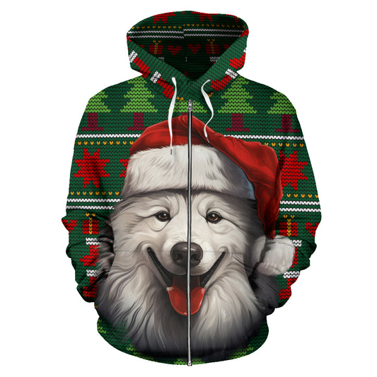Samoyed All Over Print Zip-Up Hoodies - 2023 Christmas / Holiday Collection