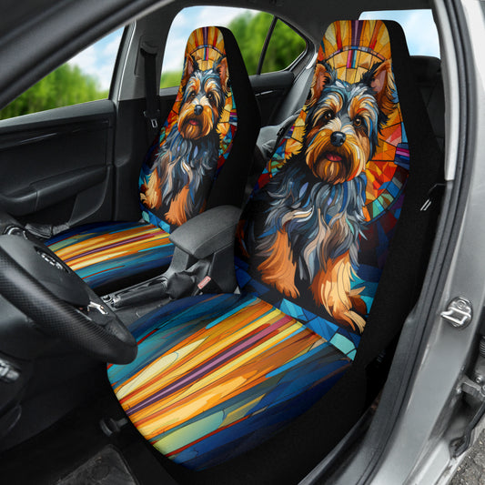 Yorkshire Terrier (Yorkie) Stained Glass Design Car Seat Covers