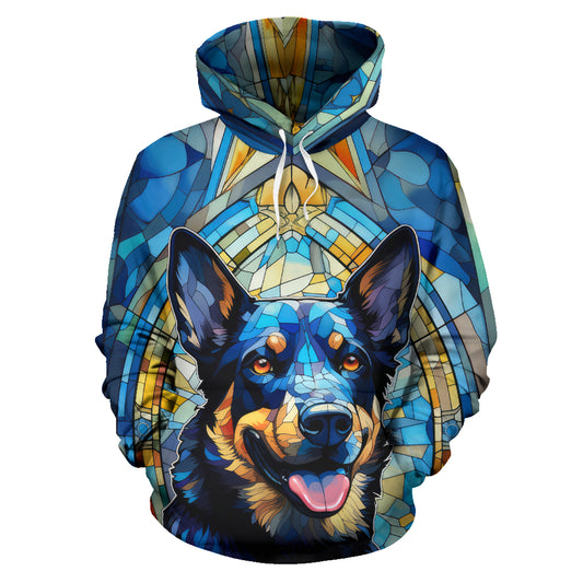 Blue Heeler Stained Glass Design All Over Print Hoodies