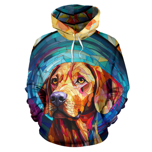 Vizsla Stained Glass Design All Over Print Hoodies