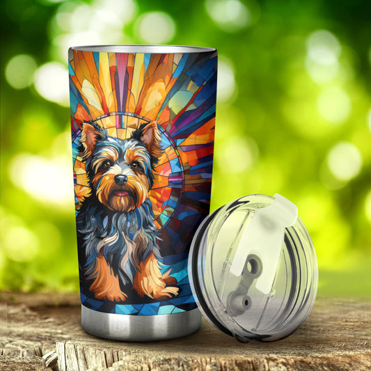 Yorkshire Terrier (Yorkie) Stained Glass Design Double Walled Vacuum Insulated Tumblers