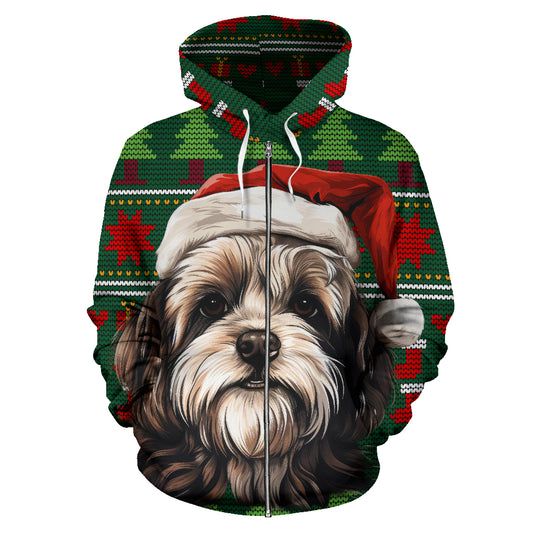 Lhasa Apso All Over Print Zip-Up Hoodies - 2023 Christmas / Holiday Collection