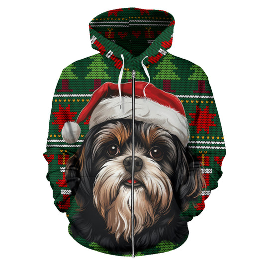 Shih Tzu All Over Print Zip-Up Hoodies - 2023 Christmas / Holiday Collection