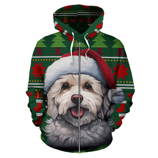 Bichon All Over Print Zip-Up Hoodies - 2023 Christmas / Holiday Collection