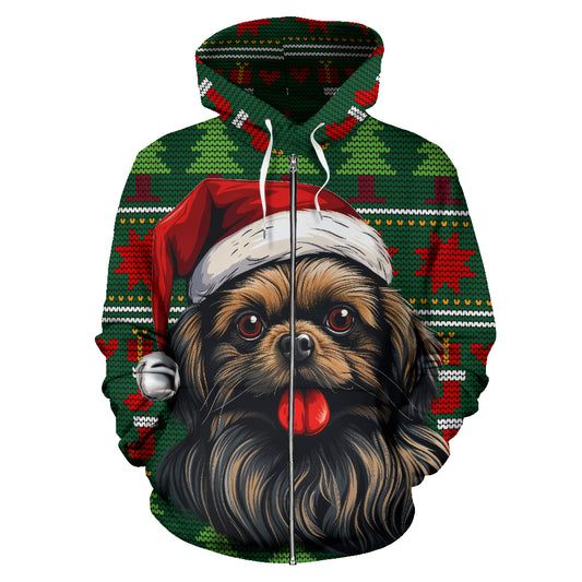 Pekingese All Over Print Zip-Up Hoodies - 2023 Christmas / Holiday Collection