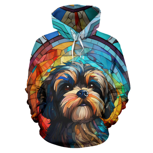 Shih Tzu Stained Glass Design All Over Print Hoodies