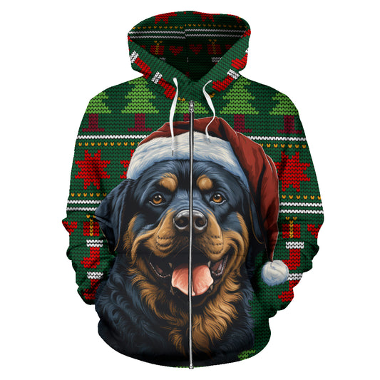 Rottweiler All Over Print Zip-Up Hoodies - 2023 Christmas / Holiday Collection