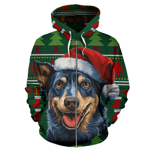 Blue Heeler All Over Print Zip-Up Hoodies - 2023 Christmas / Holiday Collection