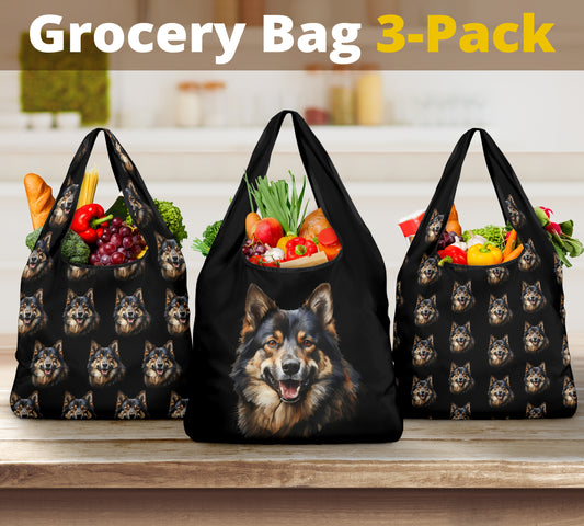 Akita Watercolor Design 3 Pack Grocery Bags