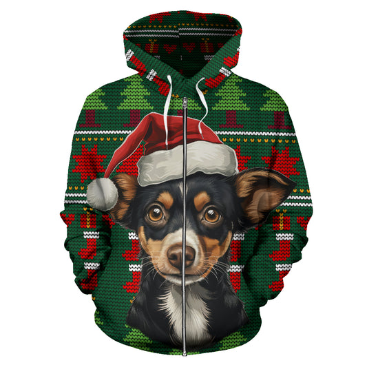 Rat Terrier All Over Print Zip-Up Hoodies - 2023 Christmas / Holiday Collection