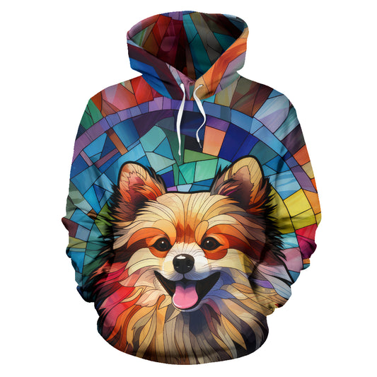 Pomeranian Stained Glass Design All Over Print Hoodies