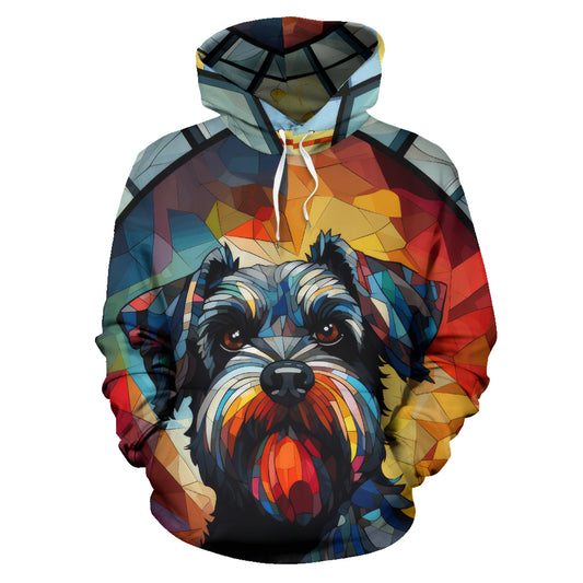 Schnauzer Stained Glass Design All Over Print Hoodies