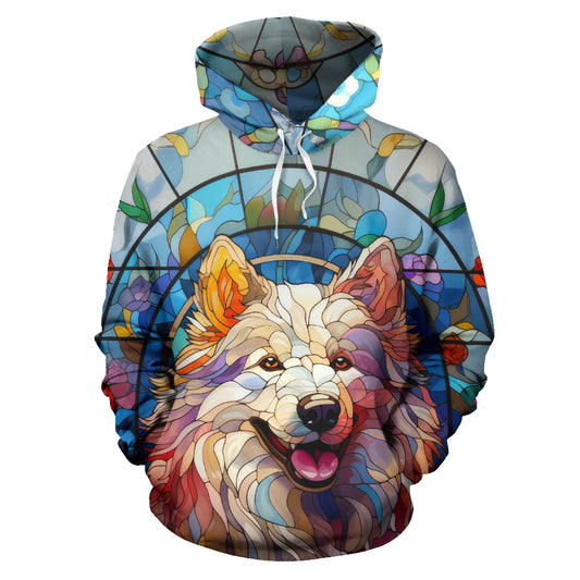 Samoyed Stained Glass Design All Over Print Hoodies