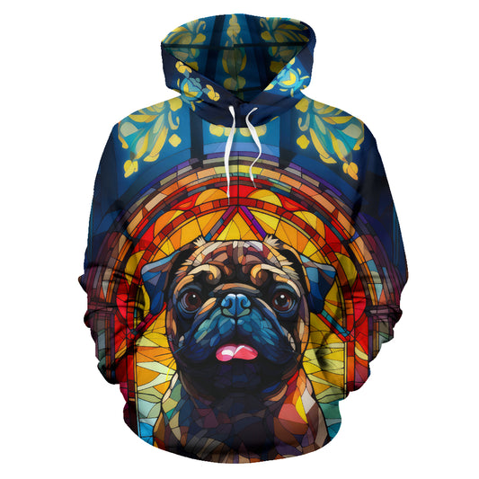 Pug Stained Glass Design All Over Print Hoodies