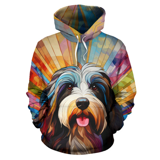 Bearded Collie Stained Glass Design All Over Print Hoodies