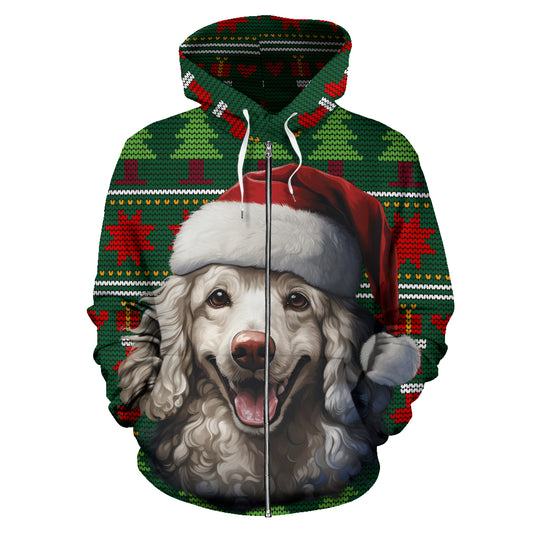 Poodle All Over Print Zip-Up Hoodies - 2023 Christmas / Holiday Collection