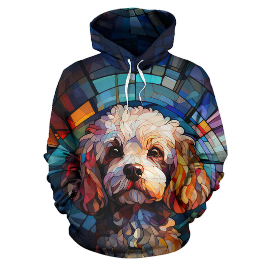 Poodle Stained Glass Design All Over Print Hoodies