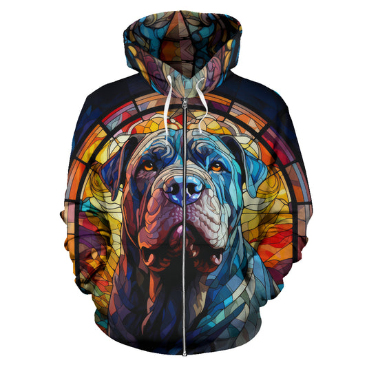 Shar Pei All Over Print Stained Glass Design Zip-Up Hoodies