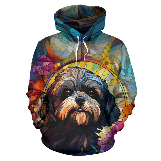 Lhasa Apso Stained Glass Design All Over Print Hoodies