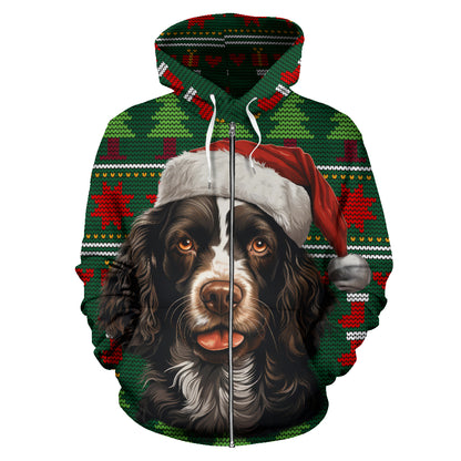 Springer Spaniel All Over Print Zip-Up Hoodies - 2023 Christmas / Holiday Collection