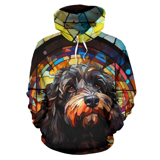 Labradoodle Stained Glass Design All Over Print Hoodies