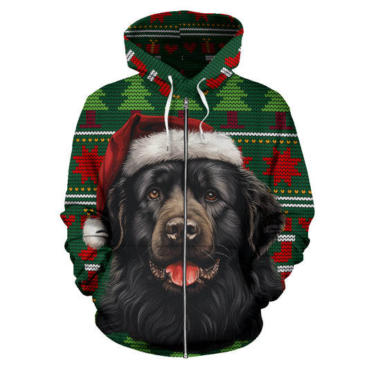 Newfoundland Dog (Newfie) All Over Print Zip-Up Hoodies - 2023 Christmas / Holiday Collection