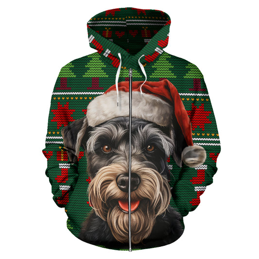 Schnauzer All Over Print Zip-Up Hoodies - 2023 Christmas / Holiday Collection