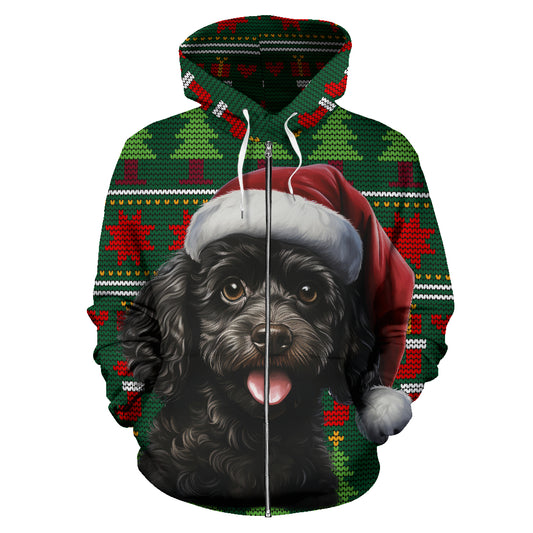 Poodle All Over Print Zip-Up Hoodies - 2023 Christmas / Holiday Collection