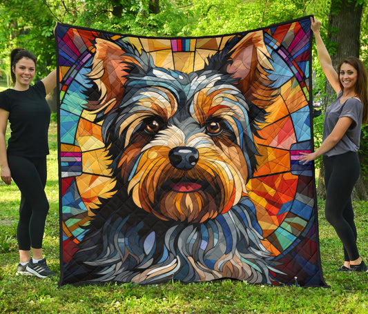 Yorkshire Terrier (Yorkie) Stained Glass Design Handcrafted Quilts