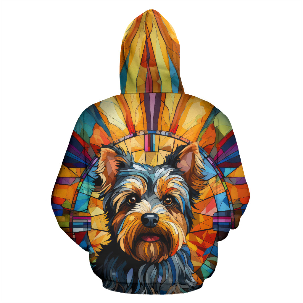 Yorkshire Terrier (Yorkie) Stained Glass Design All Over Print Hoodies