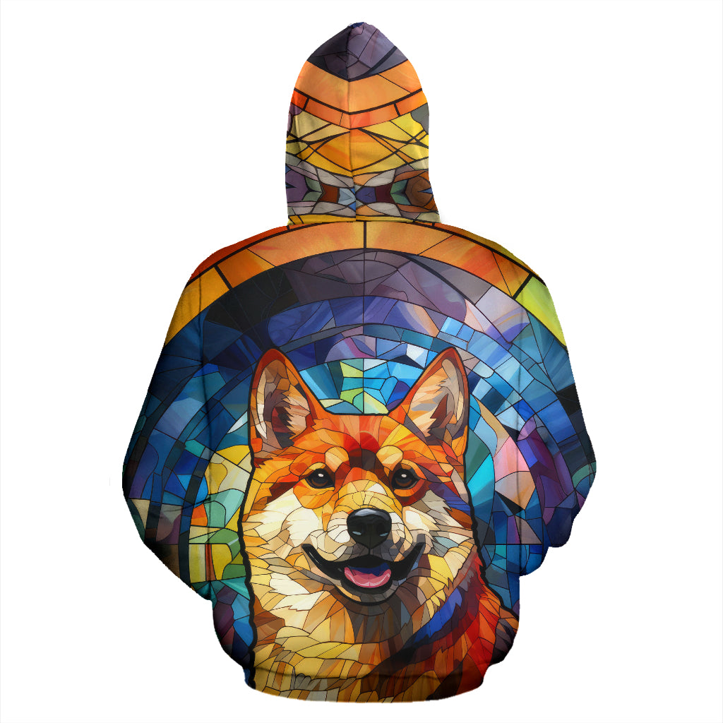 Shiba Inu Stained Glass Design All Over Print Hoodies