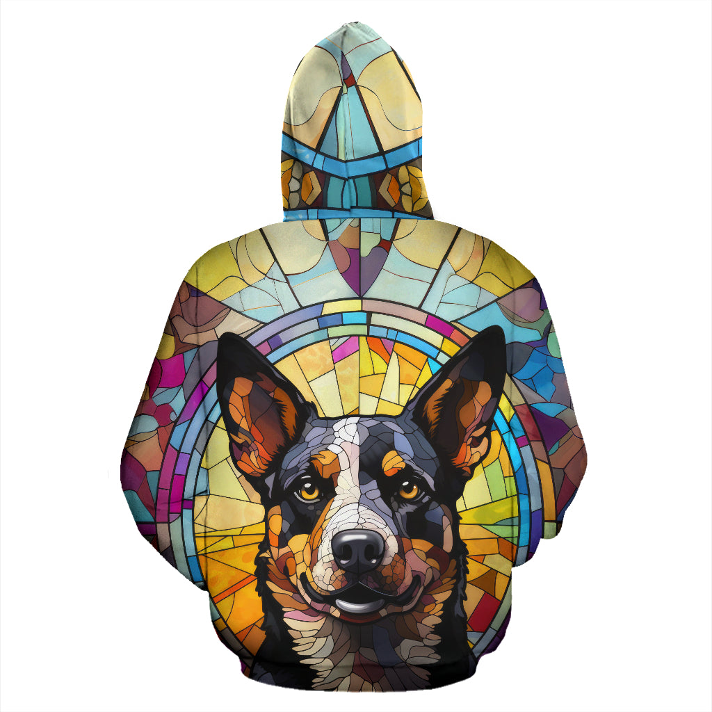 Australian Cattle Dog Stained Glass Design All Over Print Hoodies
