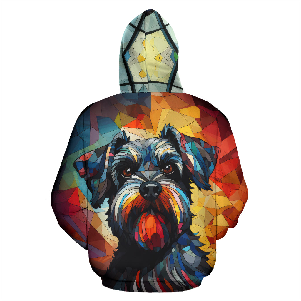 Schnauzer All Over Print Stained Glass Design Zip-Up Hoodies