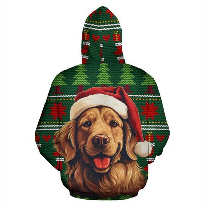 Golden Retriever All Over Print Zip-Up Hoodies - 2023 Christmas / Holiday Collection