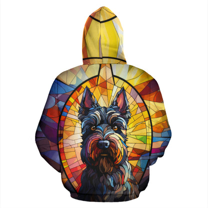 Scottish Terrier All Over Print Stained Glass Design Zip-Up Hoodies
