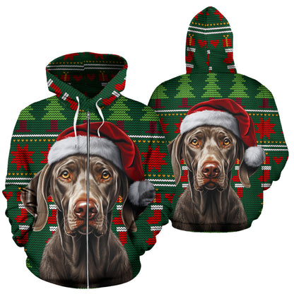 Weimaraner All Over Print Zip-Up Hoodies - 2023 Christmas / Holiday Collection