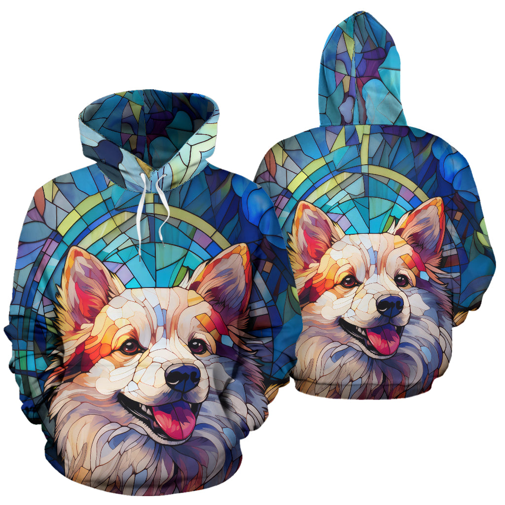 American Eskimo Stained Glass Design All Over Print Hoodies