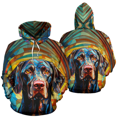 Weimaraner Stained Glass Design All Over Print Hoodies
