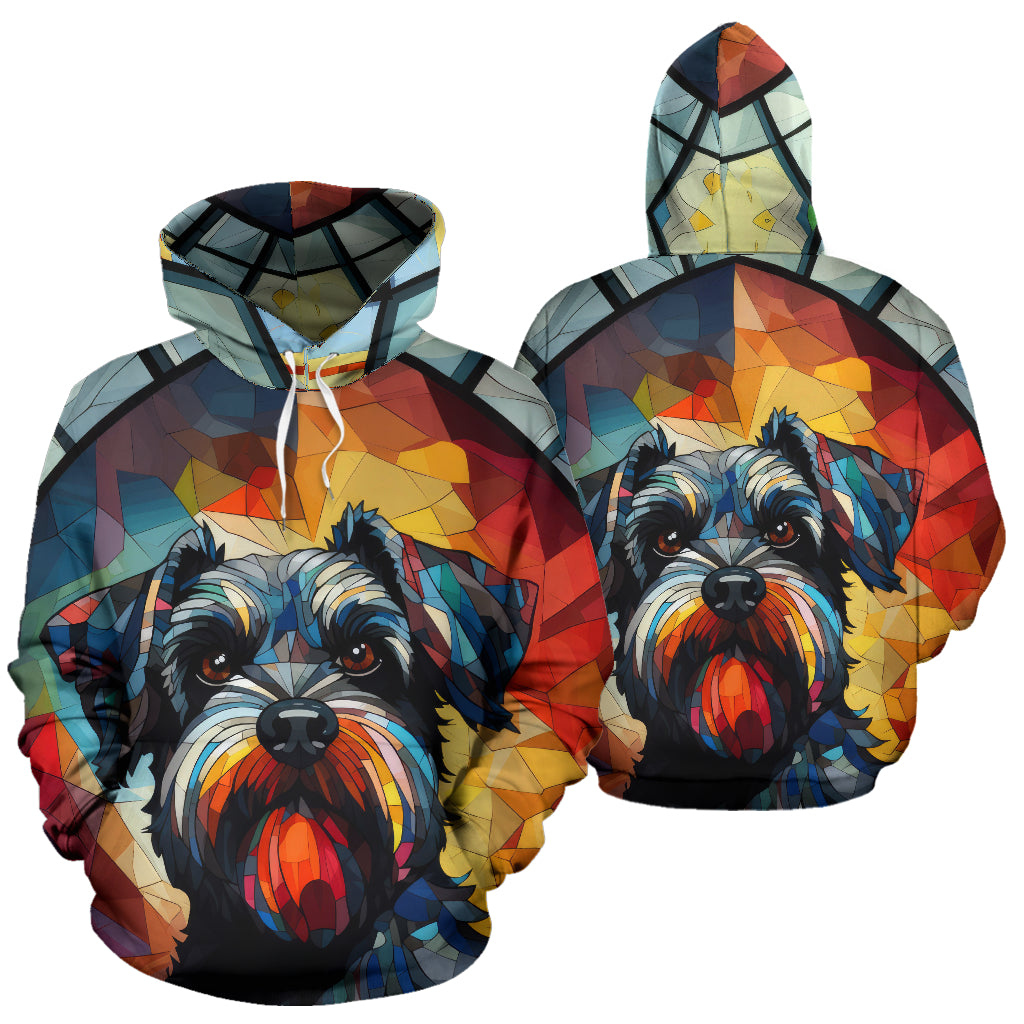 Schnauzer Stained Glass Design All Over Print Hoodies