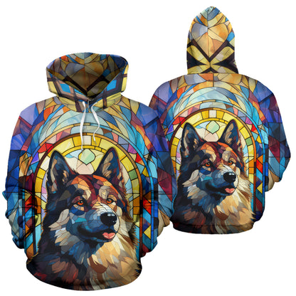 Akita Stained Glass Design All Over Print Hoodies