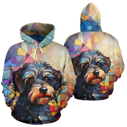 Yorkiepoo Stained Glass Design All Over Print Hoodies