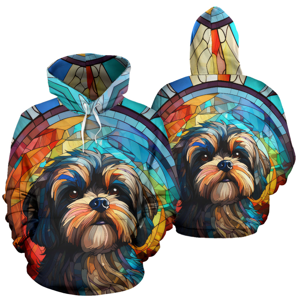 Shih Tzu Stained Glass Design All Over Print Hoodies