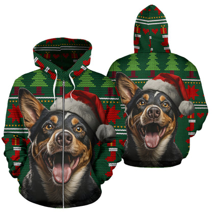 Australian Cattle Dog All Over Print Zip-Up Hoodies - 2023 Christmas / Holiday Collection