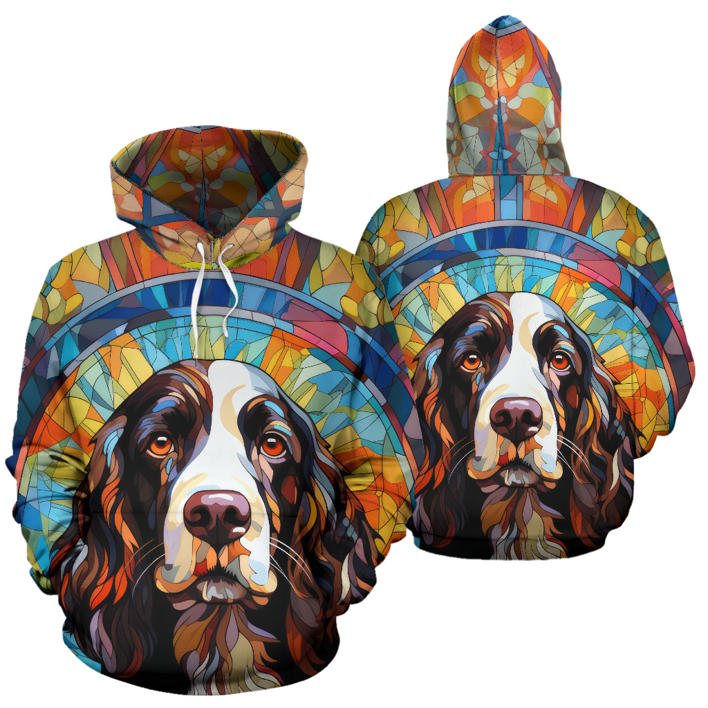 Springer Spaniel Stained Glass Design All Over Print Hoodies