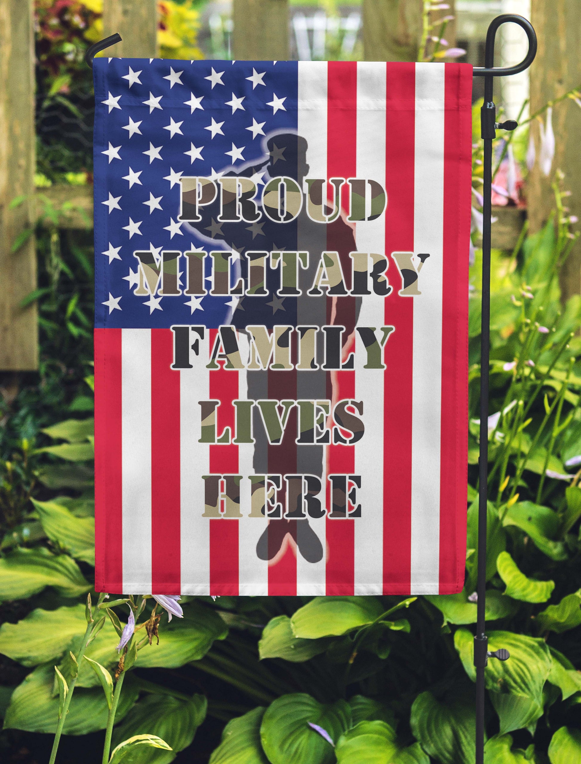 Proud Military Family Lives Here Garden Flags - Jill 'n Jacks