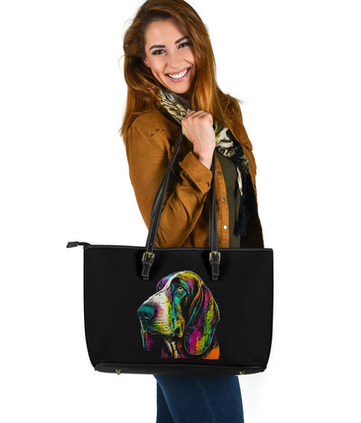 Basset Hound Design Large Leather Tote Bag - Inspired Collection