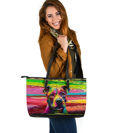 Pit Bull Design Large Leather Tote Bag - Inspired Collection